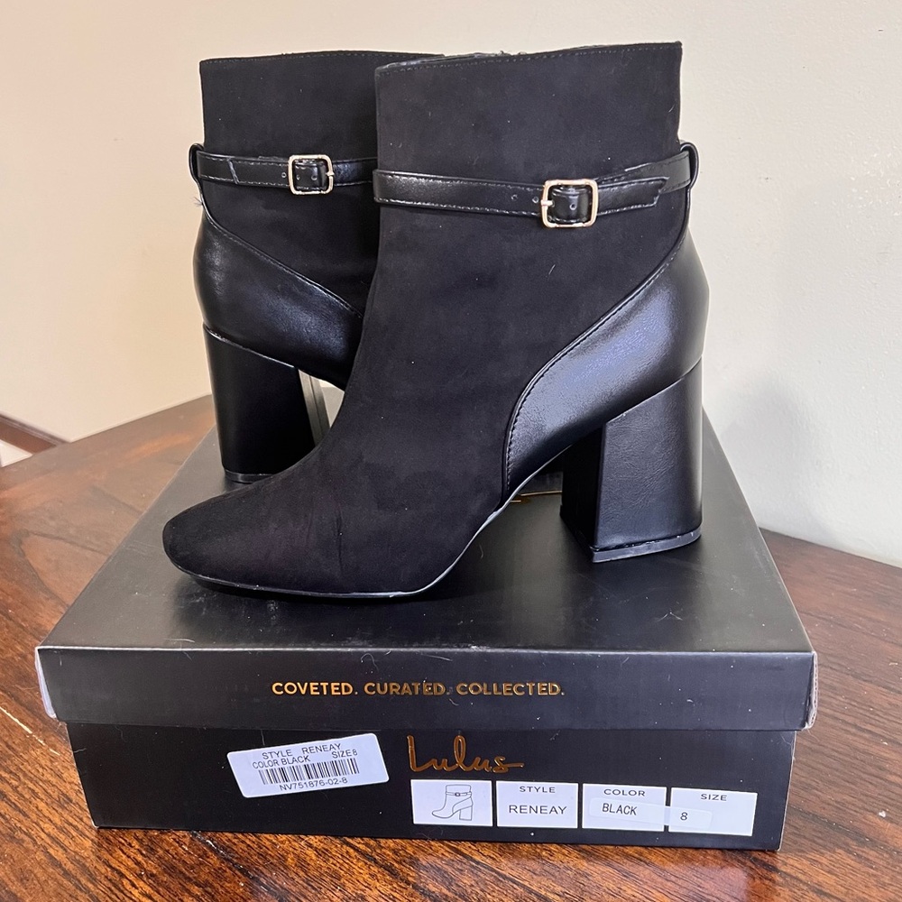 Lulus Reneay Black Suede Ankle Boots